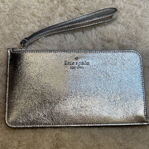 Kate Spade Metallic Medium Zip Wristlet Lunar Light